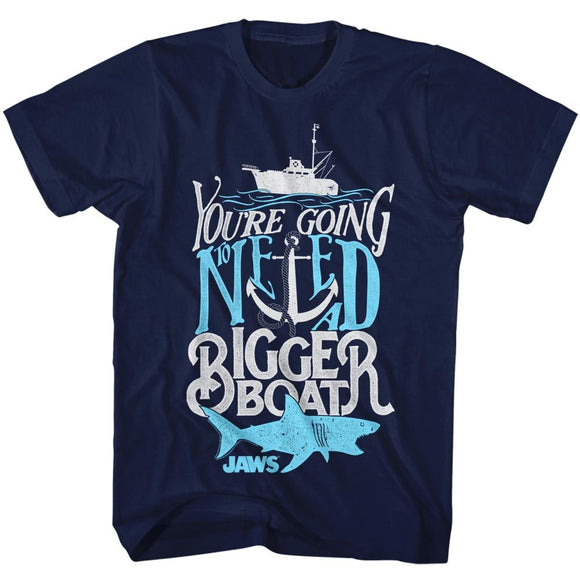 Jaws-Typography-Navy Adult S/S T-Shirt - Navy