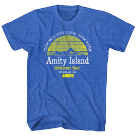 Jaws-Clear Skies-Royal Heather Adult S/S T-Shirt - Royal Heather