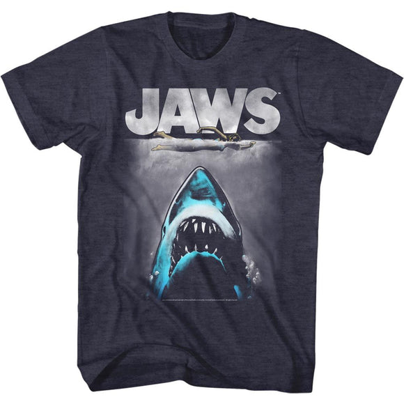 Jaws-Lichtenstien2-Navy Heather Adult S/S T-Shirt - Navy Heather