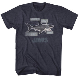 Jaws-Jaws Anatomy-Navy Heather Adult S/S T-Shirt - Navy Heather