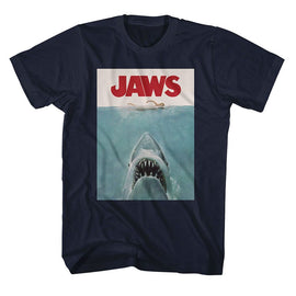 Jaws-Jaws Poster-Navy Adult S/S T-Shirt - Navy