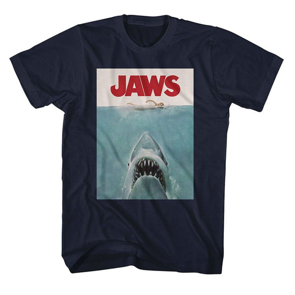 Jaws-Jaws Poster-Navy Adult S/S T-Shirt - Navy