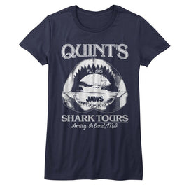 Jaws-Shark Tours-Navy Ladies S/S T-Shirt - Navy