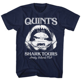 Jaws-Shark Tours-Navy Adult S/S T-Shirt - Navy