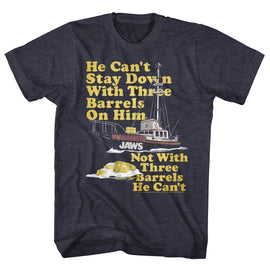 Jaws-70S Barrels-Navy Heather Adult S/S T-Shirt - Navy Heather
