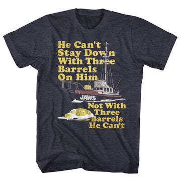 Jaws-70S Barrels-Navy Heather Adult S/S T-Shirt - Navy Heather