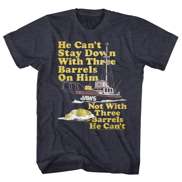 Jaws-70S Barrels-Navy Heather Adult S/S T-Shirt - Navy Heather