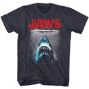 Jaws-Red Logo-Navy Heather Adult S/S T-Shirt - Navy Heather
