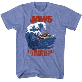 Jaws-Swell Text-Light Blue Heather Adult S/S T-Shirt - Light Blue Heather