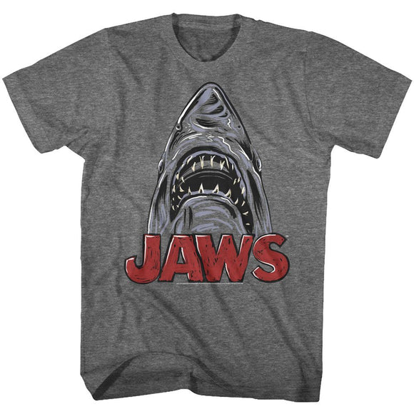Jaws-Sketchy Shark-Graphite Heather Adult S/S T-Shirt - Graphite Heather