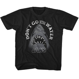 Jaws-Text Arch-Black Youth S/S T-Shirt-Xs (5-6) - Black