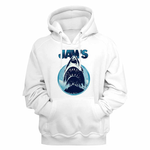 Jaws Blue Circle White Hooded Sweatshirt