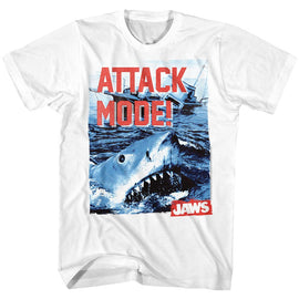 Jaws-Attack Mode-White Adult S/S T-Shirt - White