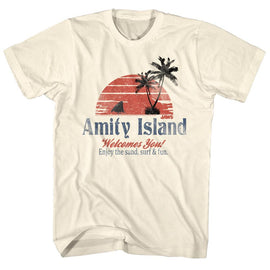 Jaws-Amity Island-Natural Adult S/S T-Shirt - Natural