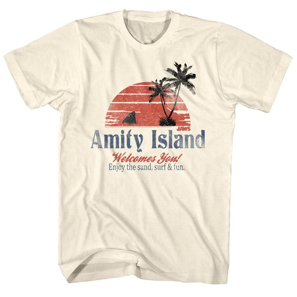 Jaws-Amity Island-Natural Adult S/S T-Shirt - Natural