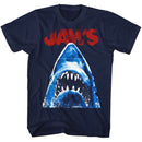 Jaws-Halftone-Navy Adult S/S T-Shirt - Navy