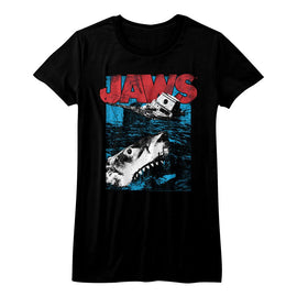Jaws-Great White-Black Ladies S/S T-Shirt - Black