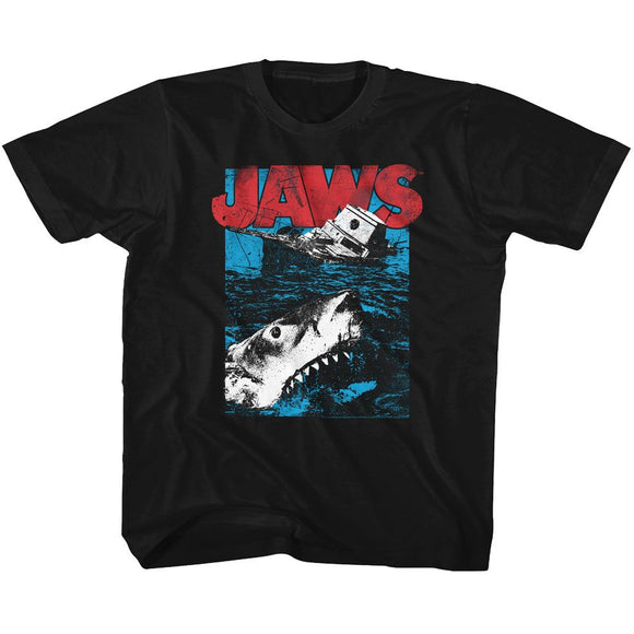 Jaws-Great White-Black Toddler S/S T-Shirt-2T - Black