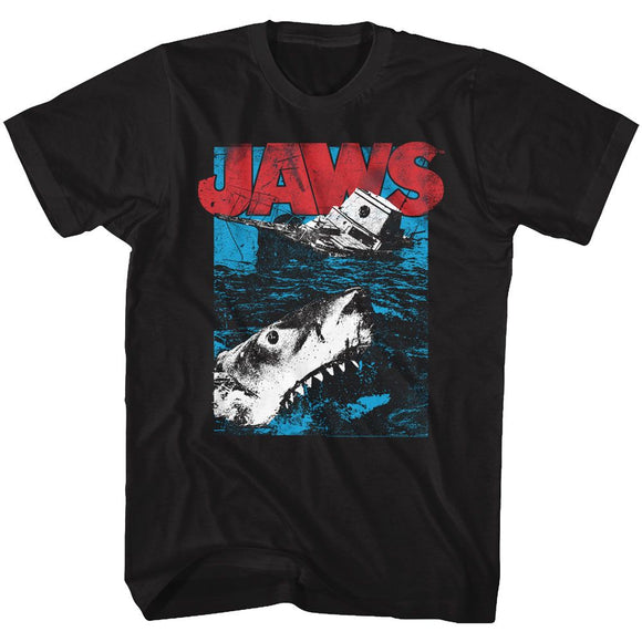 Jaws-Great White-Black Adult S/S T-Shirt - Black