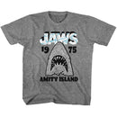 Jaws-Gray White-Graphite Heather Youth S/S T-Shirt (7-8) - Graphite Heather
