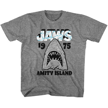 Jaws-Gray White-Graphite Heather Youth S/S T-Shirt (7-8) - Graphite Heather