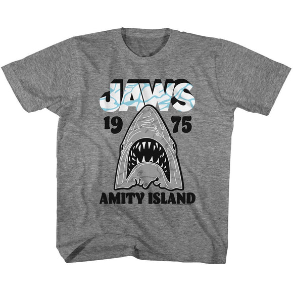 Jaws-Gray White-Graphite Heather Youth S/S T-Shirt (7-8) - Graphite Heather