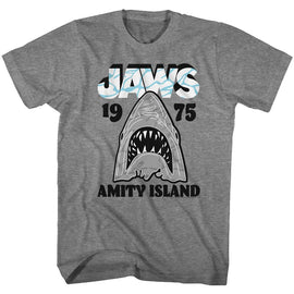 Jaws-Gray White-Graphite Heather Adult S/S T-Shirt - Graphite Heather