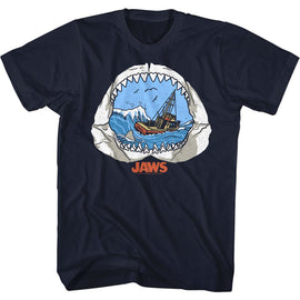 Jaws-Jaw View-Navy Adult S/S T-Shirt - Navy