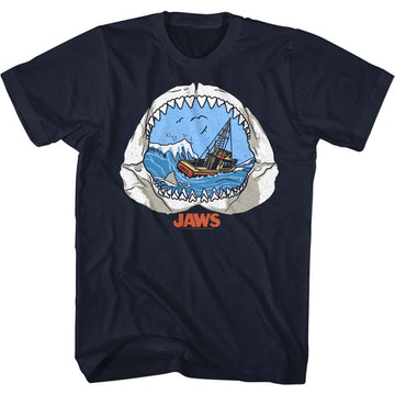 Jaws-Jaw View-Navy Adult S/S T-Shirt - Navy