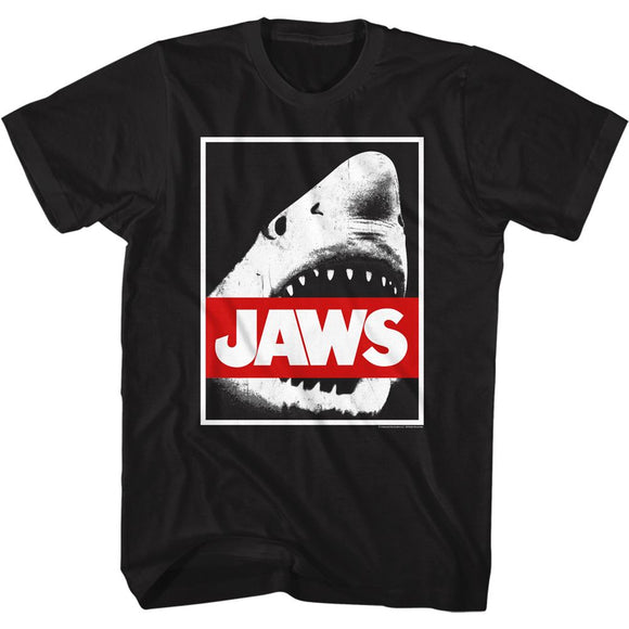 Jaws-Jaws Red Bar-Black Adult S/S T-Shirt - Black