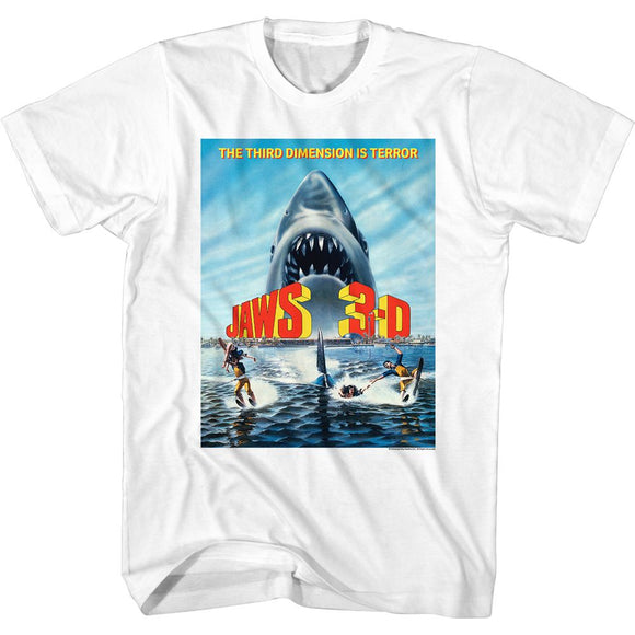 Jaws-Simple Poster1-White Adult S/S T-Shirt - White
