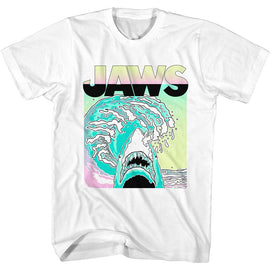 Jaws-Neon Waves-White Adult S/S T-Shirt - White