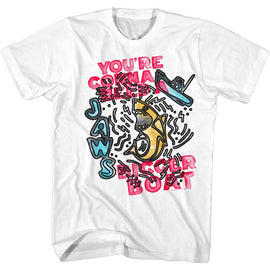 Jaws-Sketch Boat-White Adult S/S T-Shirt - White
