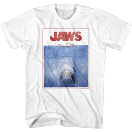 Jaws-Outlined Poster-White Adult S/S T-Shirt - White