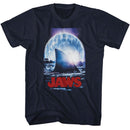 Jaws-Jaws Moonlight Shark Fin-Navy Adult S/S T-Shirt - Navy