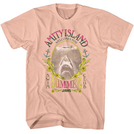 Jaws-Jaws Summer Swim Club-Peach Adult S/S T-Shirt - Peach