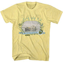 Jaws-Jaws Boat Sinking Florals-Yellow Heather Adult S/S T-Shirt - Yellow Heather