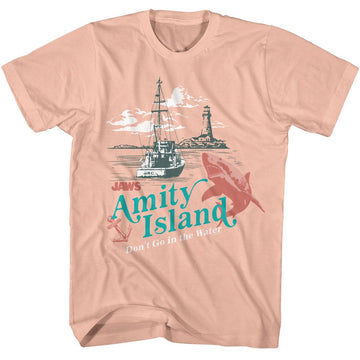Jaws-Jaws Dont Go In The Water-Peach Adult S/S T-Shirt - Peach