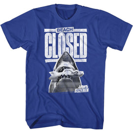 Jaws-Beach Closed-Royal Adult S/S T-Shirt - Royal