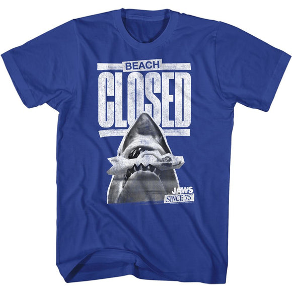 Jaws-Beach Closed-Royal Adult S/S T-Shirt - Royal