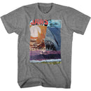 Jaws-Ski Shark Collage-Graphite Heather Adult S/S T-Shirt - Graphite Heather