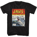 Jaws-Jaws Comic Book-Black Adult S/S T-Shirt - Black