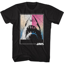 Jaws-Square Shark-Black Adult S/S T-Shirt - Black