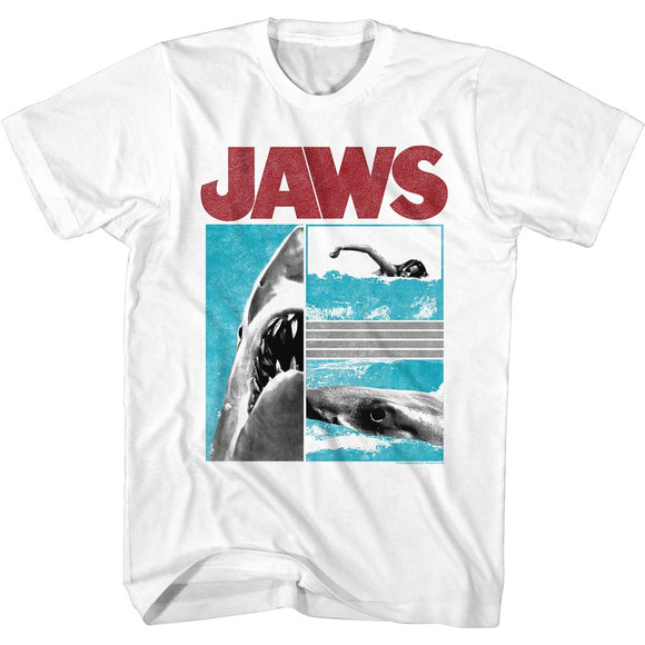Jaws-Panels-White Adult S/S T-Shirt - White