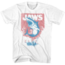 Jaws-Shark And Boat Fire-White Adult S/S T-Shirt - White