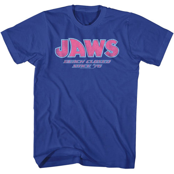 Jaws-Beach Closed-Royal Adult S/S T-Shirt - Royal