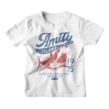 Jaws-Jaws Clear Skies 1975-White Youth S/S T-Shirt-Xs (5-6) - White