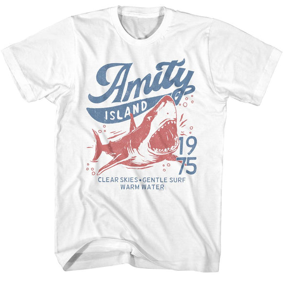 Jaws-Jaws Clear Skies 1975-White Adult S/S T-Shirt - White