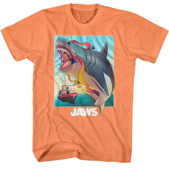 Jaws-Jaws Colorful-Cantaloupe Adult S/S T-Shirt - Cantaloupe