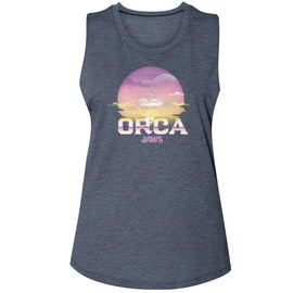 Jaws-Jaws Orca-Antique Denim Ladies Muscle Tank-S - Antique Denim